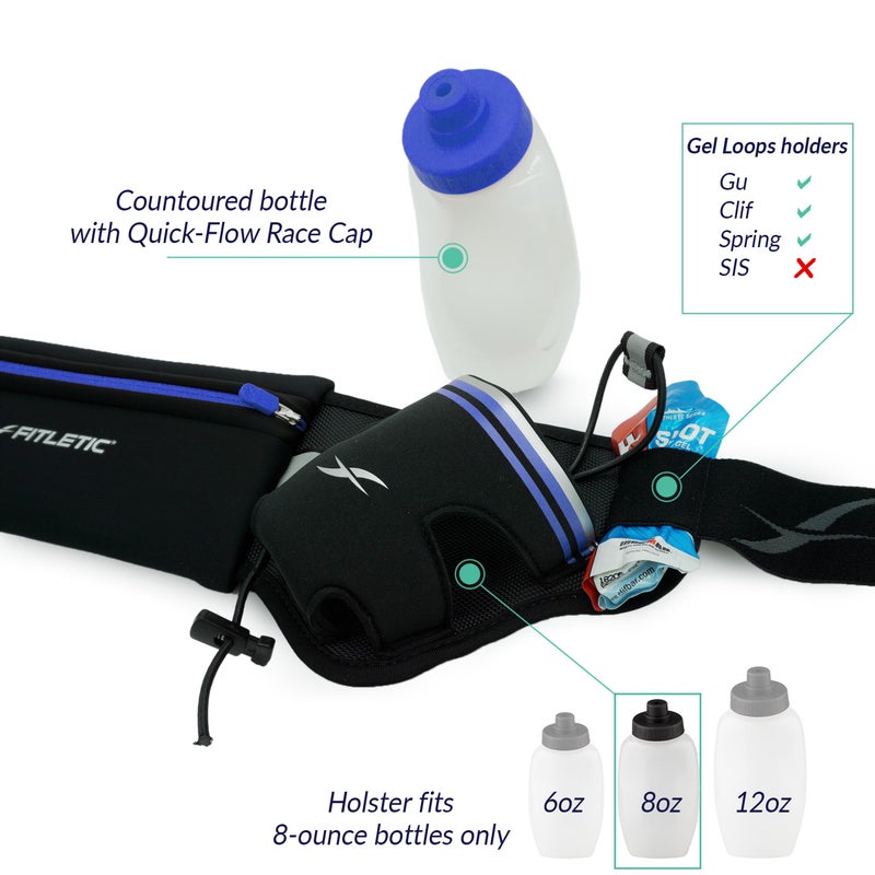 Fitletic Hydration Running Belt With Water Bottles For Men & Women â€“ 2 Quick Flow 8oz Running Water Bottles, Patented Bounce Free Design, Water Resistant Pouch Fits All Phones â€“ Hydra 16 - Image 3